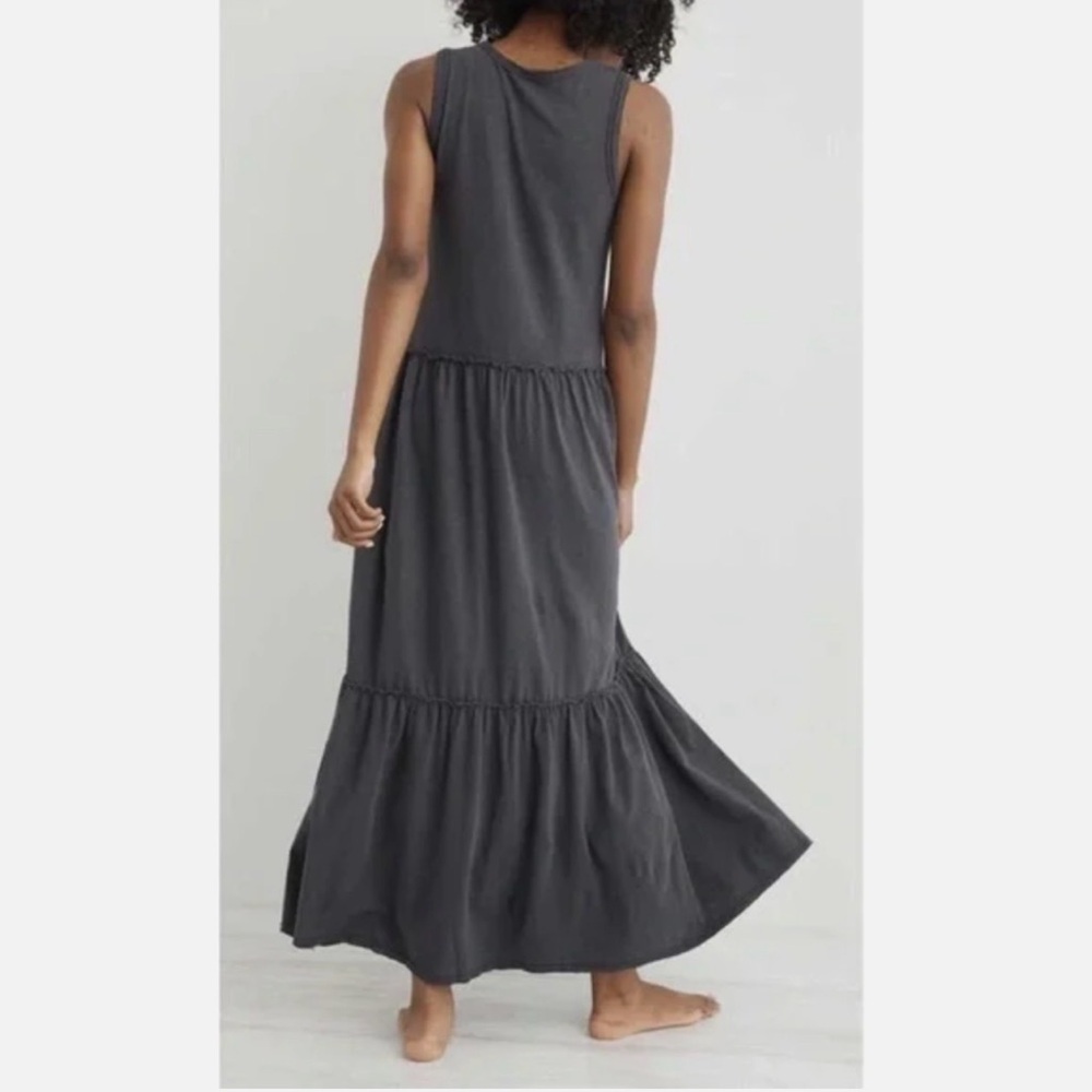 Aerie Charcoal Sleeveless Tiered Maxi Dress Small - Picture 3 of 10